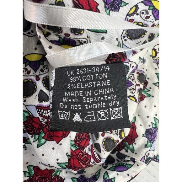 Hell Bunny Dress Day of Dead Sugar Skulls Women's M Sleeveless Rockabilly - Picture 11 of 12